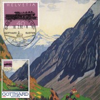 Kolej Gotthardbahn Alpy Plakat