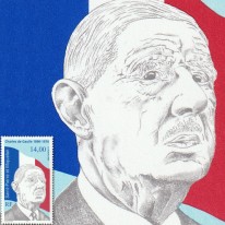 Flaga Francji i de Gaulle